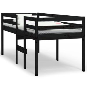 Hoogslaper massief grenenhout zwart 75x190 cm
