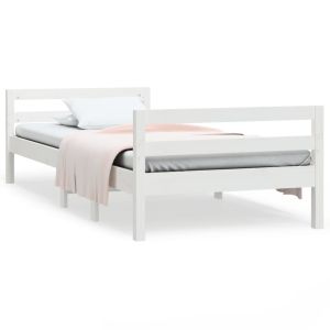 Bedframe massief grenenhout wit 75x190 cm