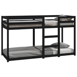 Stapelbed massief grenenhout zwart 75x190 cm