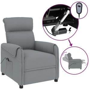 Fauteuil elektrisch verstelbaar stof lichtgrijs