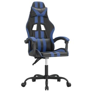 Gamestoel kunstleer zwart en blauw