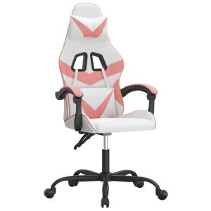 Gamestoel kunstleer wit en roze