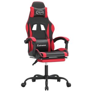 Gamestoel met voetensteun kunstleer zwart en rood