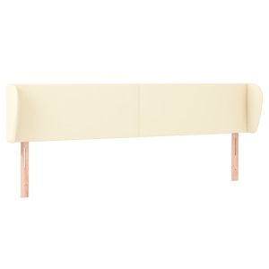 Hoofdbord met randen 203x23x78/88 cm kunstleer crèmekleurig