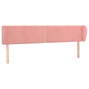Hoofdbord met randen 163x23x78/88 cm fluweel roze
