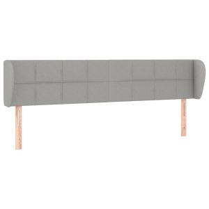 Hoofdbord met randen 203x23x78/88 cm stof lichtgrijs