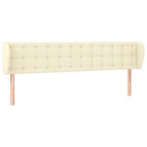 Hoofdbord met randen 183x23x78/88 cm kunstleer crèmekleurig