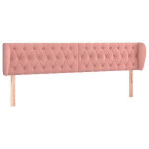 Hoofdbord met randen 203x23x78/88 cm fluweel roze
