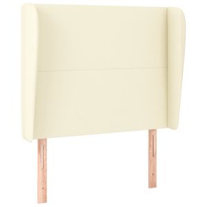 Hoofdbord met randen 83x23x118/128 cm kunstleer crèmekleurig