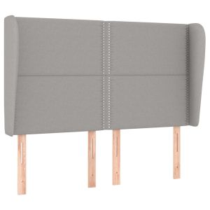 Hoofdbord met randen 147x23x118/128 cm stof lichtgrijs