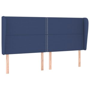 Hoofdbord met randen 163x23x118/128 cm stof blauw