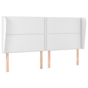 Hoofdbord met randen 163x23x118/128 cm kunstleer wit