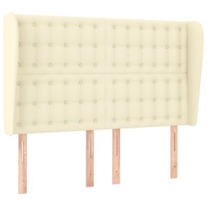 Hoofdbord met randen 147x23x118/128 cm kunstleer crèmekleurig