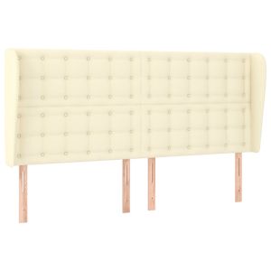 Hoofdbord met randen 183x23x118/128 cm kunstleer crèmekleurig