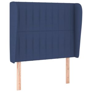 Hoofdbord met randen 103x23x118/128 cm stof blauw