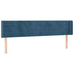 Hoofdbord met randen 203x16x78/88 cm fluweel donkerblauw