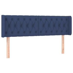 Hoofdbord met randen 163x16x78/88 cm stof blauw