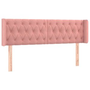 Hoofdbord met randen 163x16x78/88 cm fluweel roze