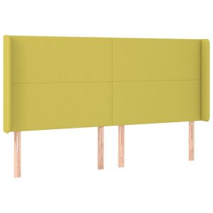 Hoofdbord met randen 203x16x118/128 cm stof groen