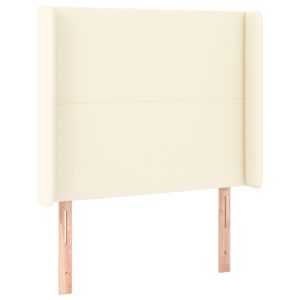 Hoofdbord met randen 83x16x118/128 cm kunstleer crèmekleurig