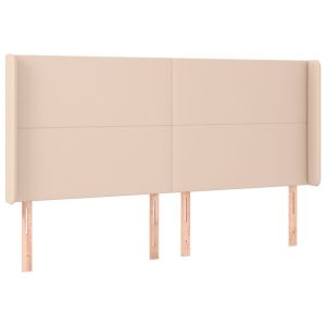 Hoofdbord met randen 203x16x118/128cm kunstleer cappuccinokleur