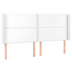 Hoofdbord met randen 203x16x118/128 cm kunstleer wit