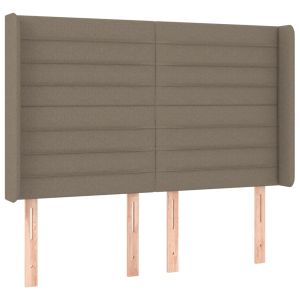 Hoofdbord met randen 147x16x118/128 cm stof taupe