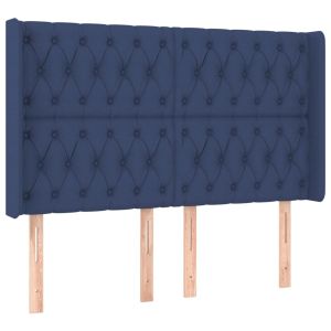 Hoofdbord met randen 163x16x118/128 cm stof blauw