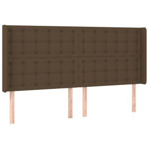 Hoofdbord met randen 183x16x118/128 cm stof donkerbruin