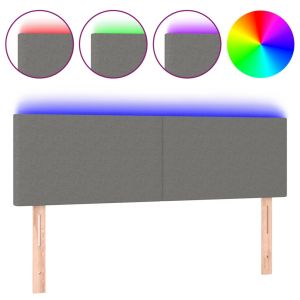 Hoofdbord LED 144x5x78/88 cm stof donkergrijs