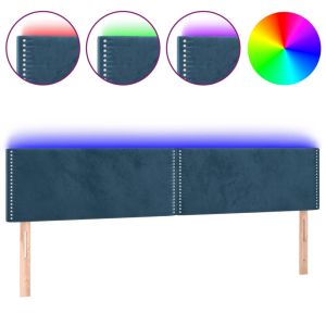 Hoofdbord LED 160x5x78/88 cm fluweel donkerblauw