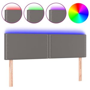 Hoofdbord LED 144x5x78/88 cm kunstleer grijs