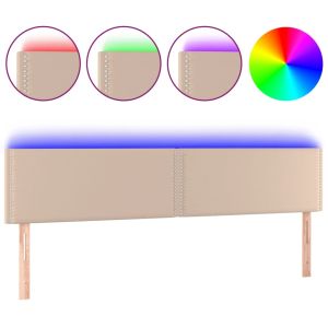 Hoofdbord LED 180x5x78/88 cm kunstleer cappuccinokleurig