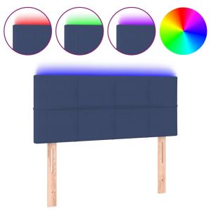 Hoofdbord LED 100x5x78/88 cm stof blauw