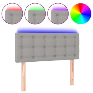 Hoofdbord LED 100x5x78/88 cm stof lichtgrijs
