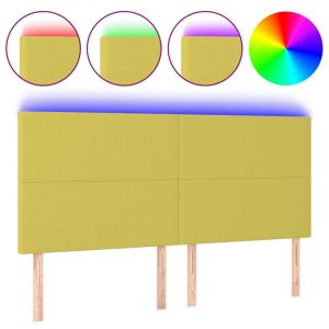 Hoofdbord LED 180x5x118/128 cm stof groen