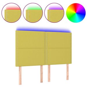 Hoofdbord LED 144x5x118/128 cm stof groen