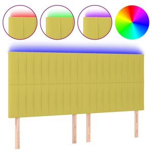 Hoofdbord LED 160x5x118/128 cm stof groen