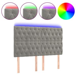 Hoofdbord LED 144x7x118/128 cm fluweel lichtgrijs
