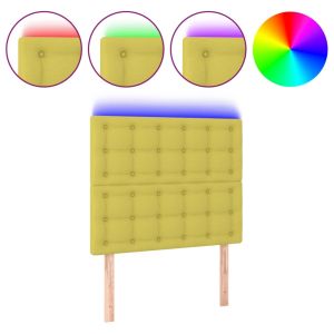 Hoofdbord LED 100x5x118/128 cm stof groen