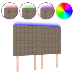 Hoofdbord LED 144x5x118/128 cm stof taupe