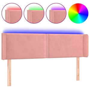 Hoofdbord LED 147x16x78/88 cm fluweel roze