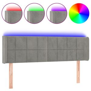 Hoofdbord LED 147x16x78/88 cm fluweel lichtgrijs