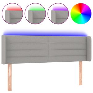 Hoofdbord LED 147x16x78/88 cm stof lichtgrijs