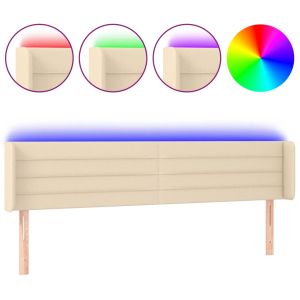 Hoofdbord LED 183x16x78/88 cm stof crèmekleurig