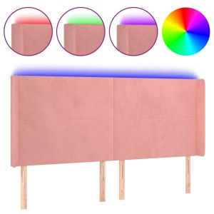 Hoofdbord LED 203x16x118/128 cm fluweel roze