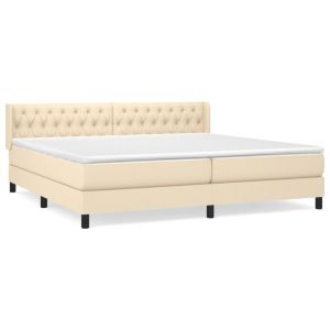 Boxspring met matras stof crèmekleurig 200x200 cm