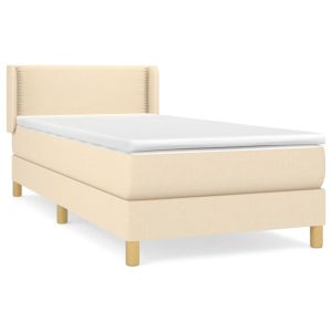 Boxspring met matras stof crèmekleurig 100x200 cm