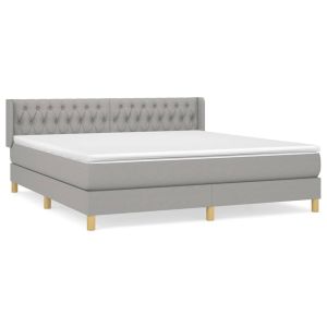 Boxspring met matras stof lichtgrijs 180x200 cm