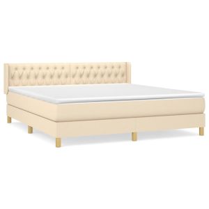 Boxspring met matras stof crèmekleurig 180x200 cm